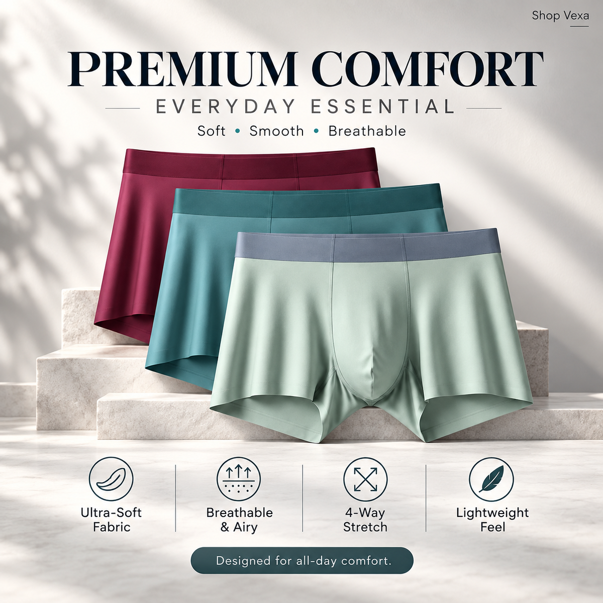 Men's Ultra Soft Ice Silk Lycra Material Comfortable Underwear | Light-Weight | Breathable | Anti-Bacterial