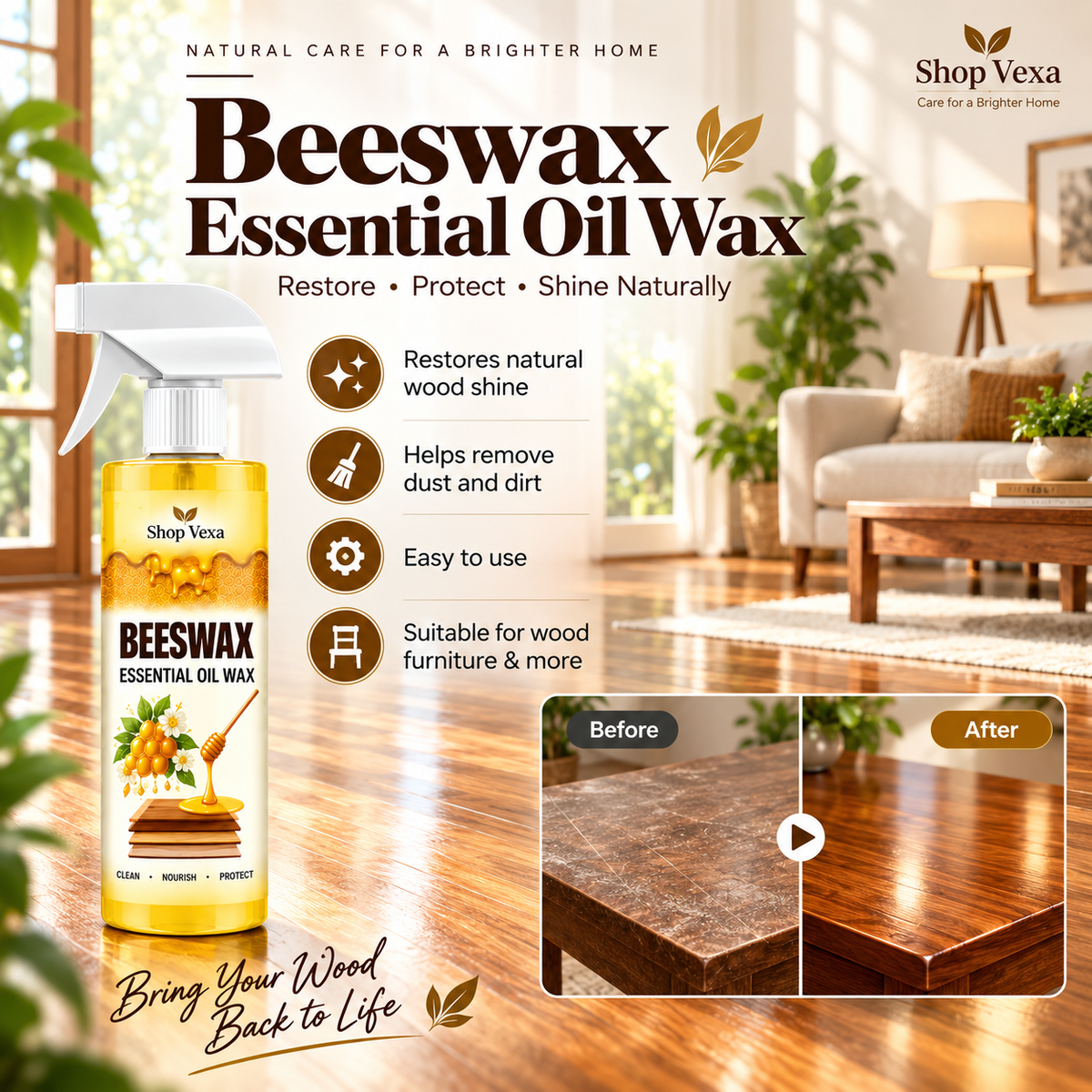 Beeswax Essential Oil Wood Polish Buy 1 Get 1 FREE