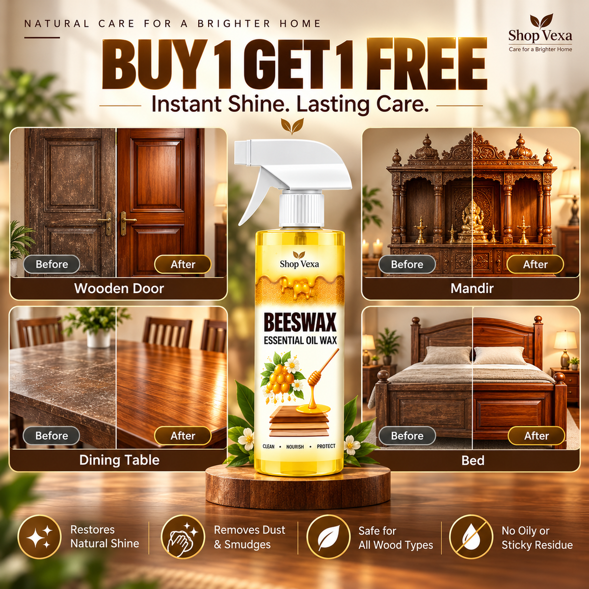 Beeswax Essential Oil Wood Polish Buy 1 Get 1 FREE
