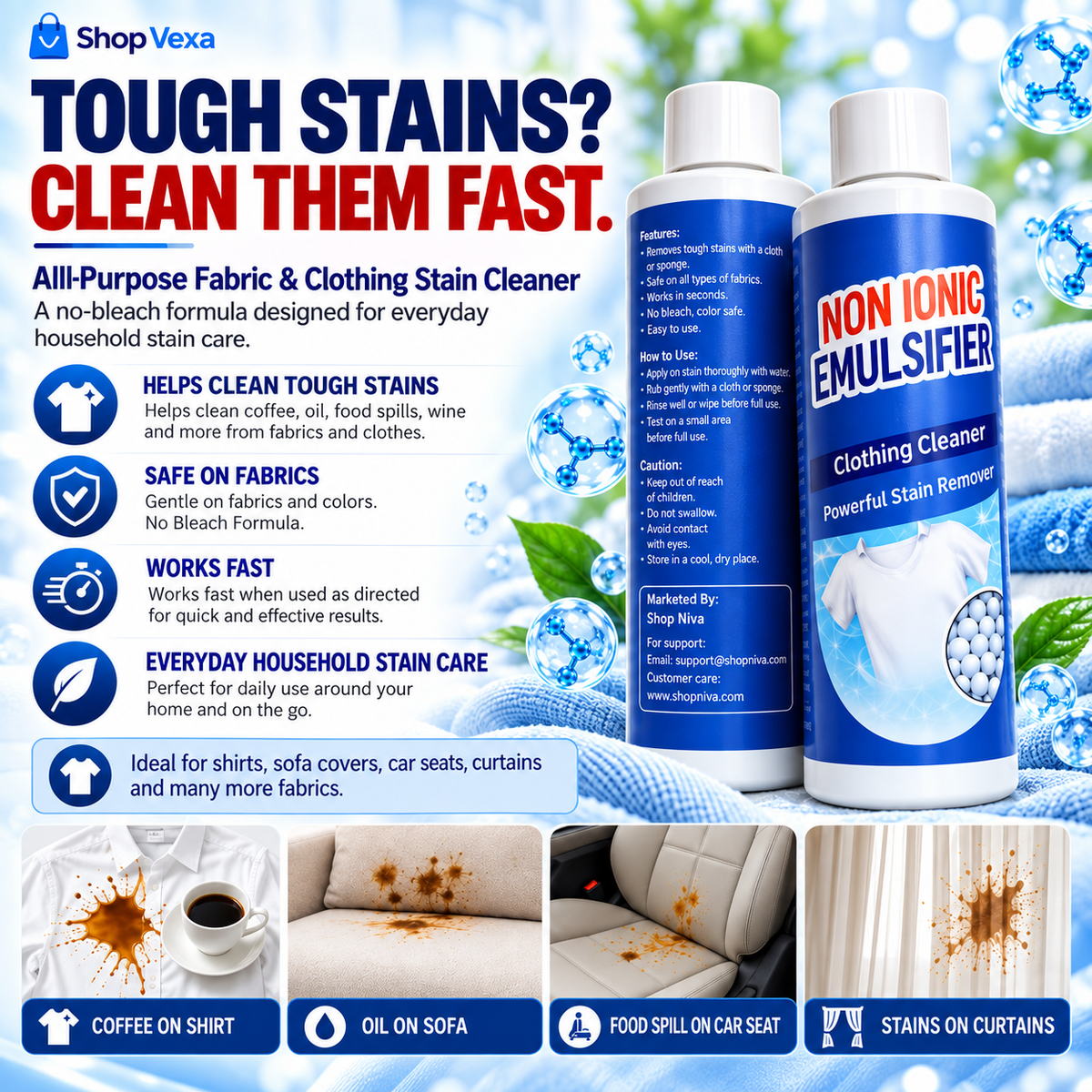 All-Purpose Clothing Stain Cleaner – Removes Coffee, Wine & Oil Stains in Seconds! BUY 1 GET 1 FREE