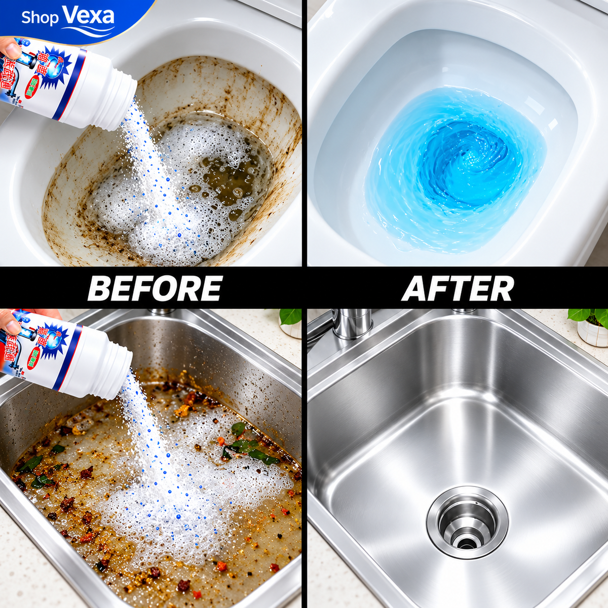 POWERFUL DRAIN & SINK CLEANER POWDER (PACK OF 4)