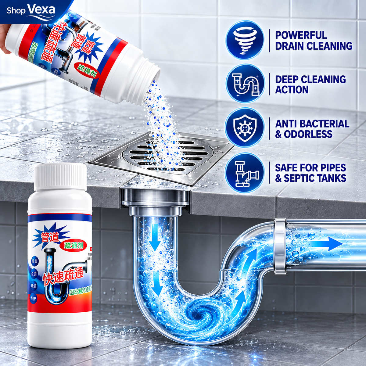 POWERFUL DRAIN & SINK CLEANER POWDER (PACK OF 4)