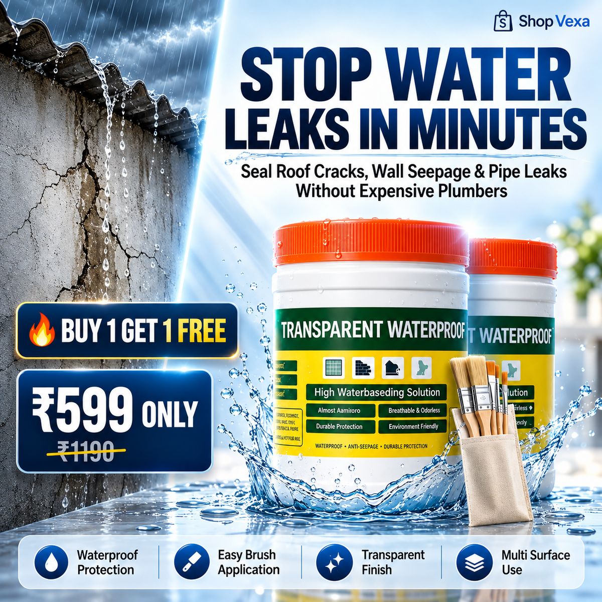 Transparent Waterproof Sealant (Pack Of 2)
